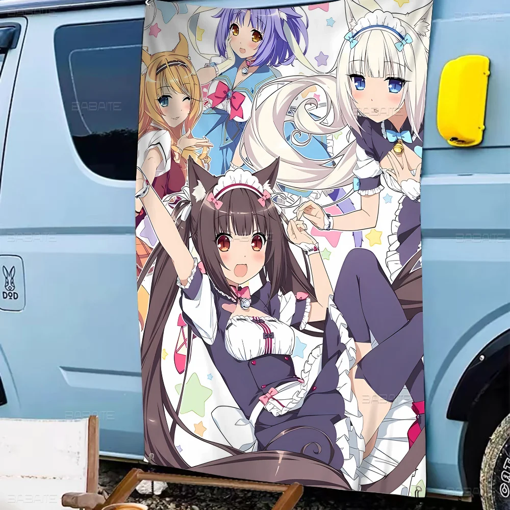 Nekopara Neko Para Anime Banner Art Printing Japanese Wall Flag Hanging Home Decor