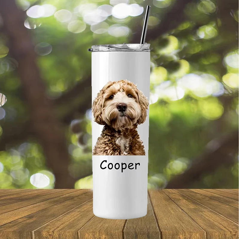 

Personalized Dog Photo Tumbler Custom Cat Skinny Tumblers with Lid&Straw Vacuum Insulated Stainless Steel Cup Pet Memorial Gift