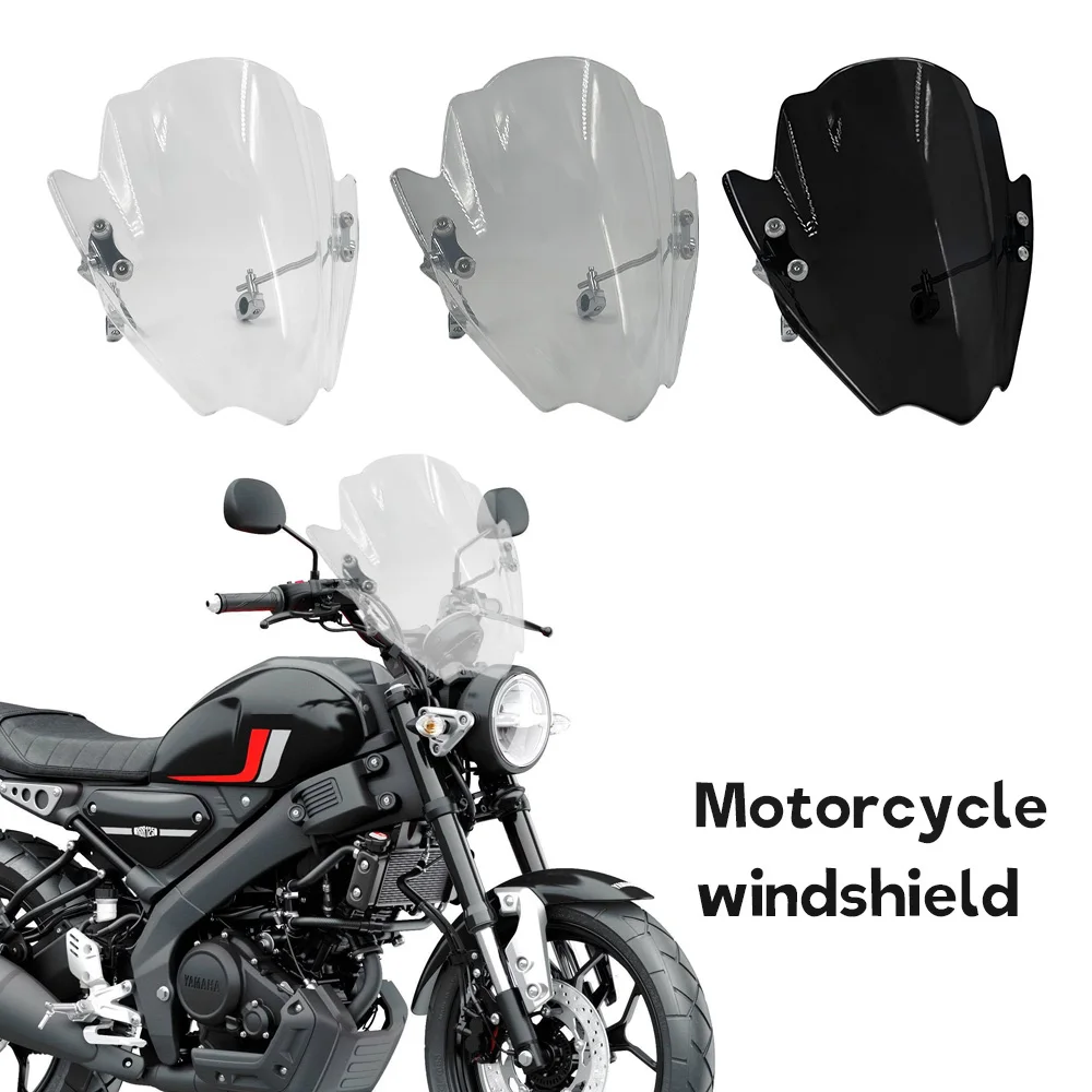 Фото Для Yamaha XSR125 XSR250 300 900: Новый универсальный регулируемый ветровой дефлектор-козырек, комплект для руля с диаметром трубок 22,25,28 мм. №1