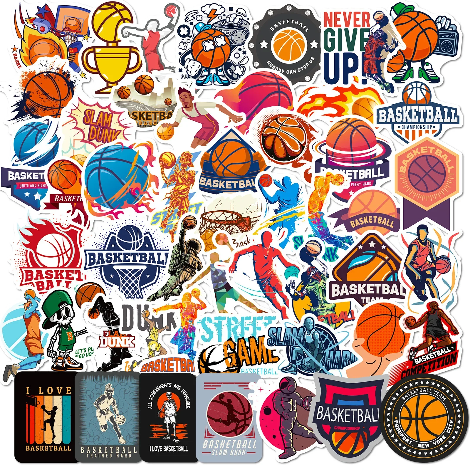 10/25/50pcs Graffiti Basketball Stickers for DIY Decor Laptop Travel Luggage Skateboard Helmet Phone Guitar Water Bottle
