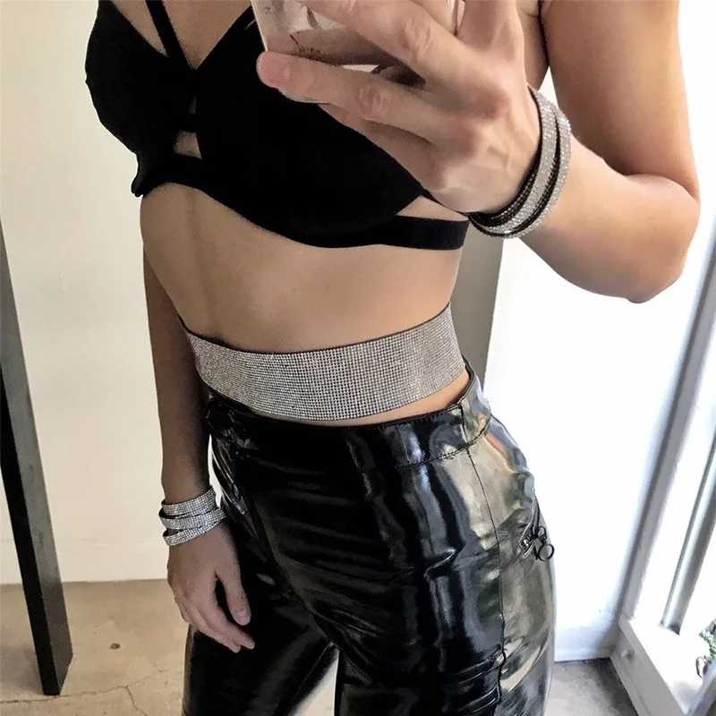 

women's fashion sexy wide version all-match belt with rhinestones