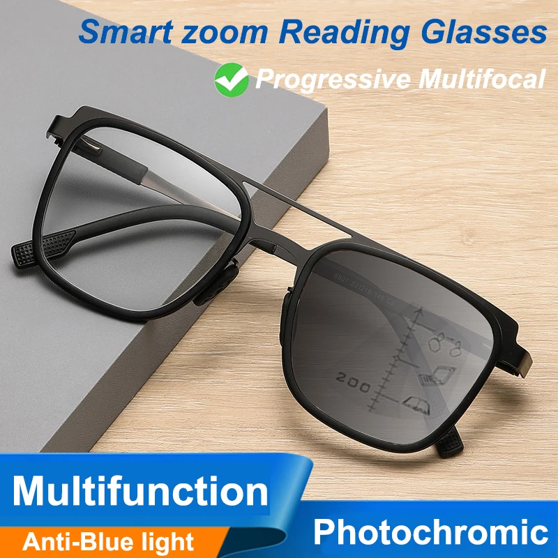 

Уличные фотохромные очки для чтения, практически дальние, двухцелевые, многофокусные, прогрессивные, деловые очки, прогрессивные, с защитой от синего света