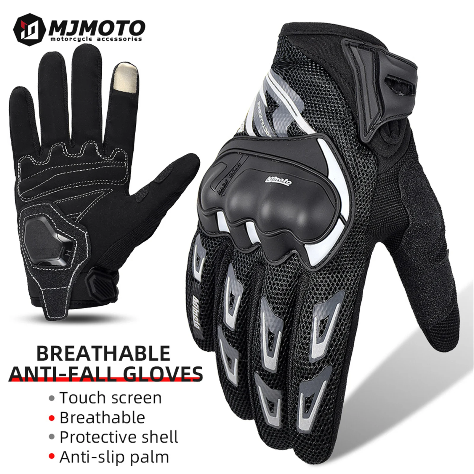 

MJMOTO Серые Светоотражающие Летние Мотоциклетные Перчатки