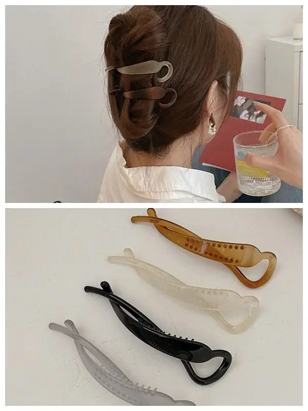 

Cold Wind Banana Clip Vertical Clip Ponytail Hair Clip Back Head Clip Headgear KoreanWhite-collar Simple Horizontal Clip