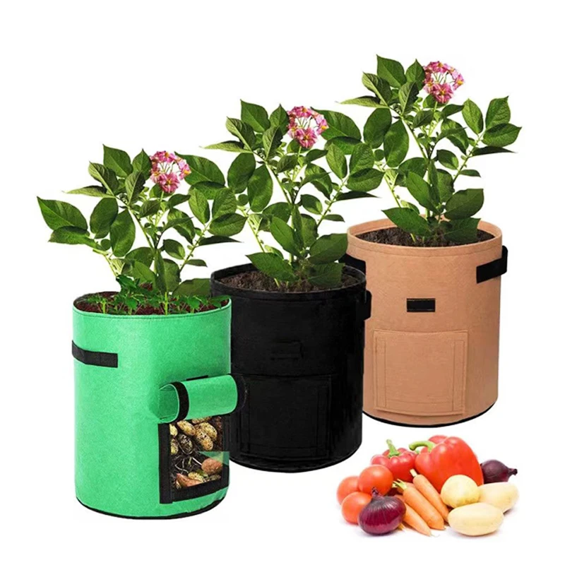 2 Pcs Grow Bags Nonwoven Fabric Garden Potato Pot Greenhouse Vegetable Planting Bags Gardening Tools