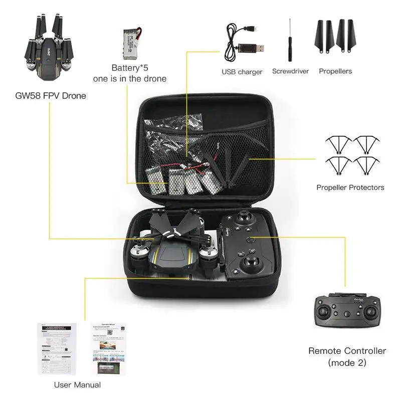 

Drone Bag for E58/JY018/JY019/GW58/X6/E010/E010S/E013/E50 Foldable Arm RC FPV Drone Handbag Carrying Case Box Bag