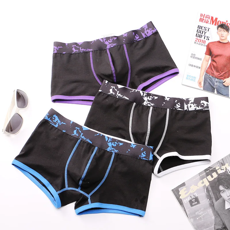 Boxer Shorts Men'S Panties Homme Underpants Fashion Boxershorts Underwear Man Cotton Male Sexy Brand Print Soft Panties 3pcs