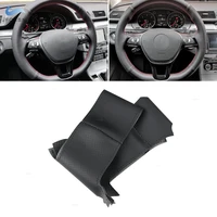 black perforated leather cover for vw golf 7 mk7 jetta passat b8 new polo tiguan sharan hand sewing steering wheel cover trim