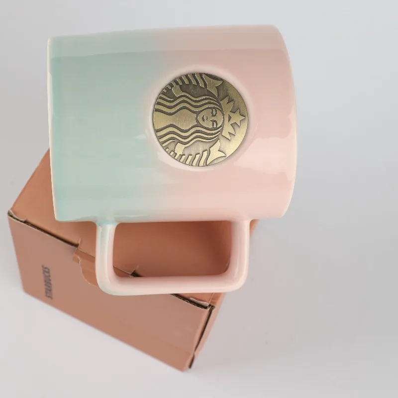 Фото Кружка Starbucks Spring Pink Blue Gradient 414 мл с металлическим логотипом, термостойкая, для дома и офиса №5