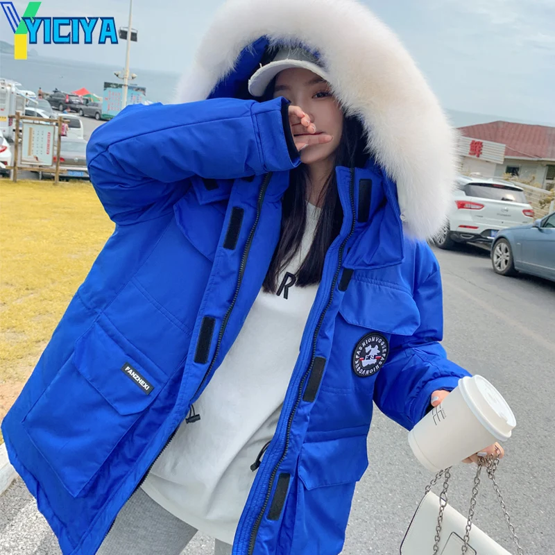 YICIYA Women's Winter Parkas 2023 New Fashion Hooded Padded Jacket Woman's Thickening Outdoor Snow Jacket Couple Tooling Coats