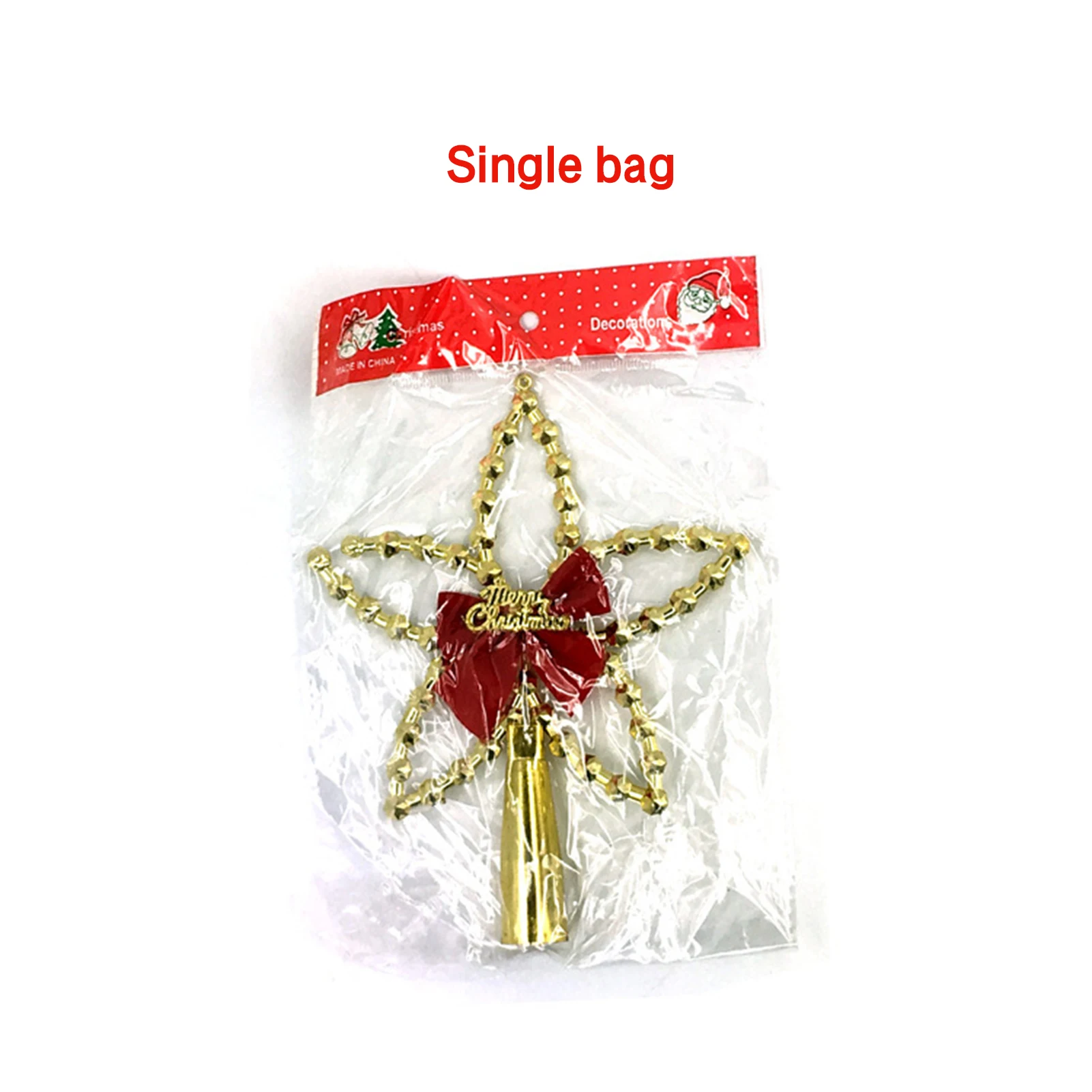 

Christmas Tree Top Five-Pointed Star Bowknot Pentagram Xmas Tree Decor Star Home Decoration Navidad 2022 New Year Party 2023