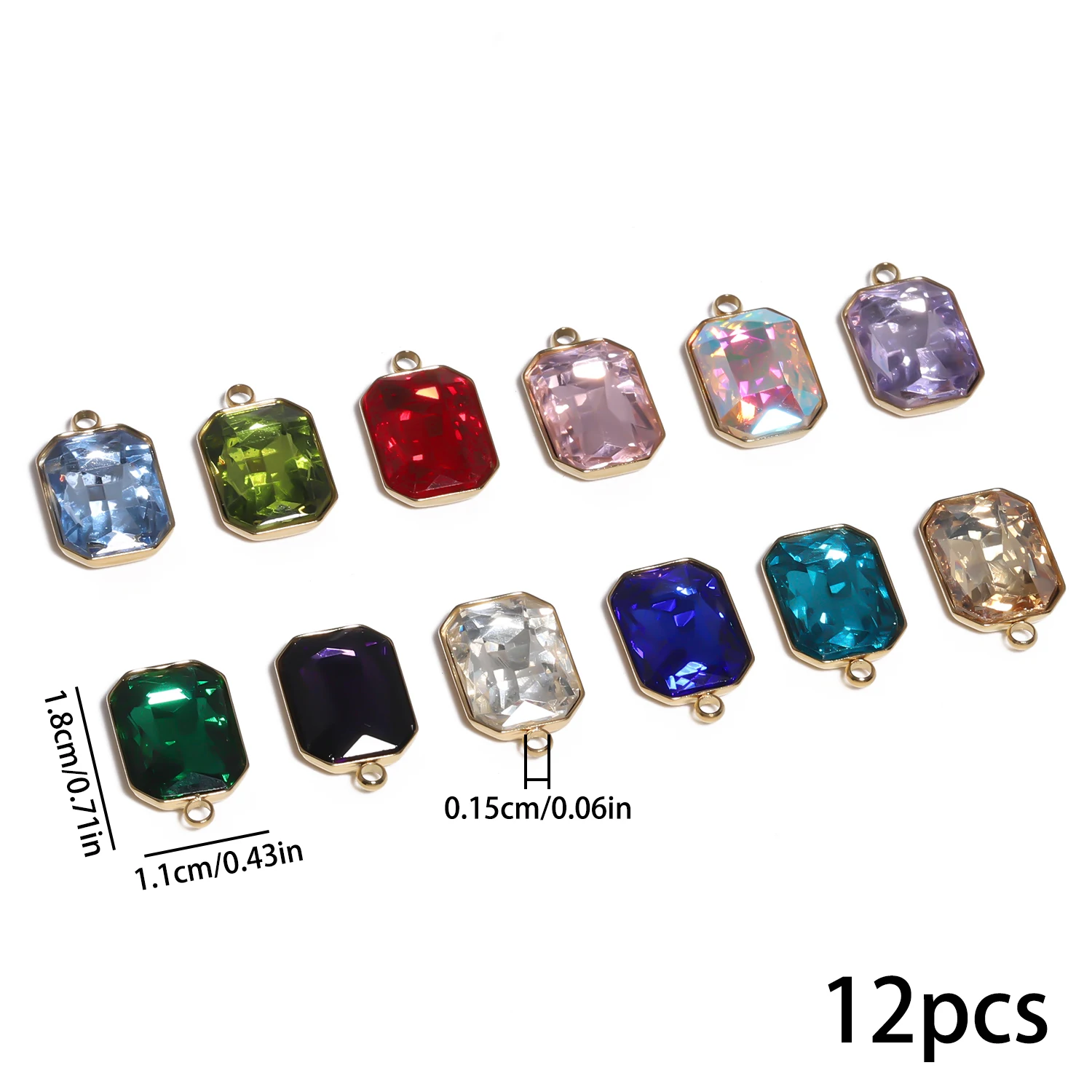 18x11 мм из нержавеющей стали прозрачные прямоугольные хрустальные подвески