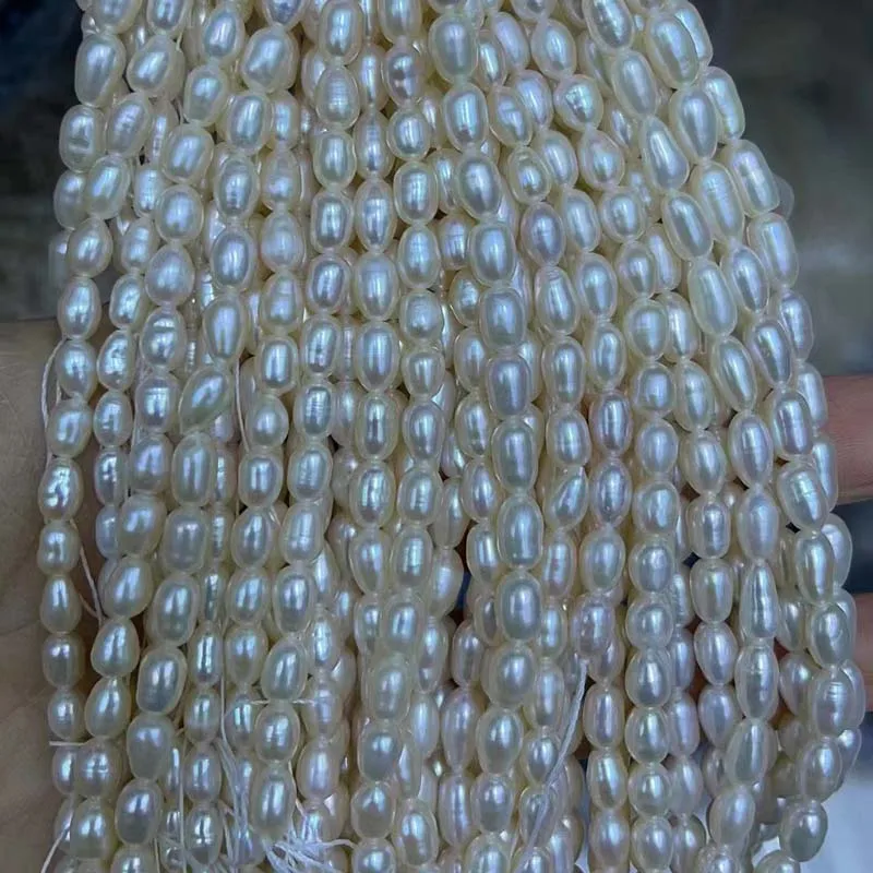 ELEISPL Wholesale 10 Strands Small  4-5mm Rice Freshwater Pearls Loose Strings #SY0003