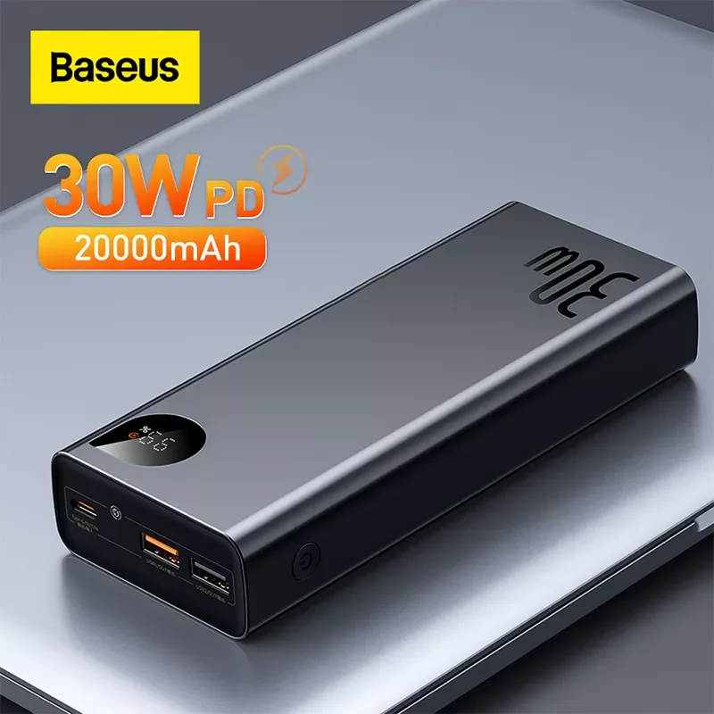 

NEW Baseus 30W Metal Power Bank 20000mAh Portable Charger PD Fast Charging Powerbank External Battery Charger For iPhone 14 pro