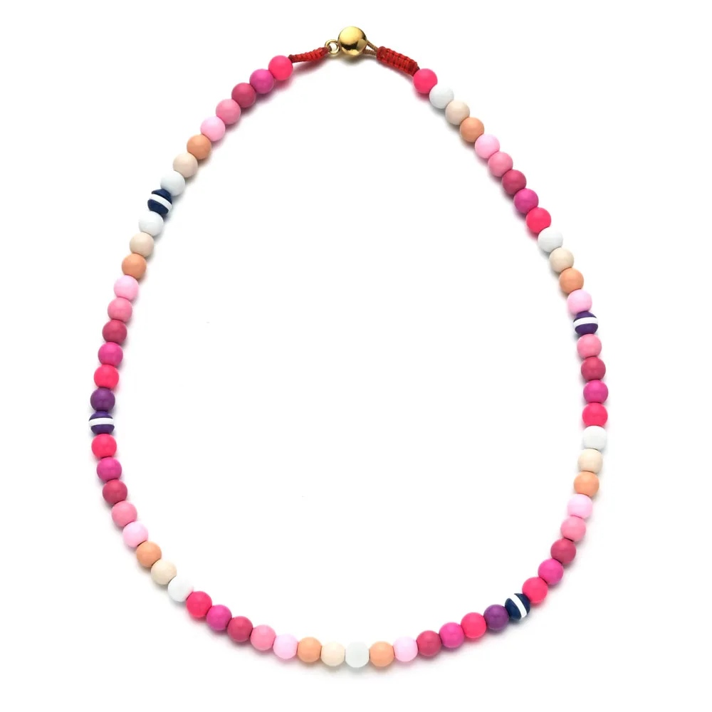 

ZMZY Simple Hot Pink Beads Vintage Chokers Necklace Women Beaded Collar Bohemia Necklace Strand Bracelets Jewelry Bijoux