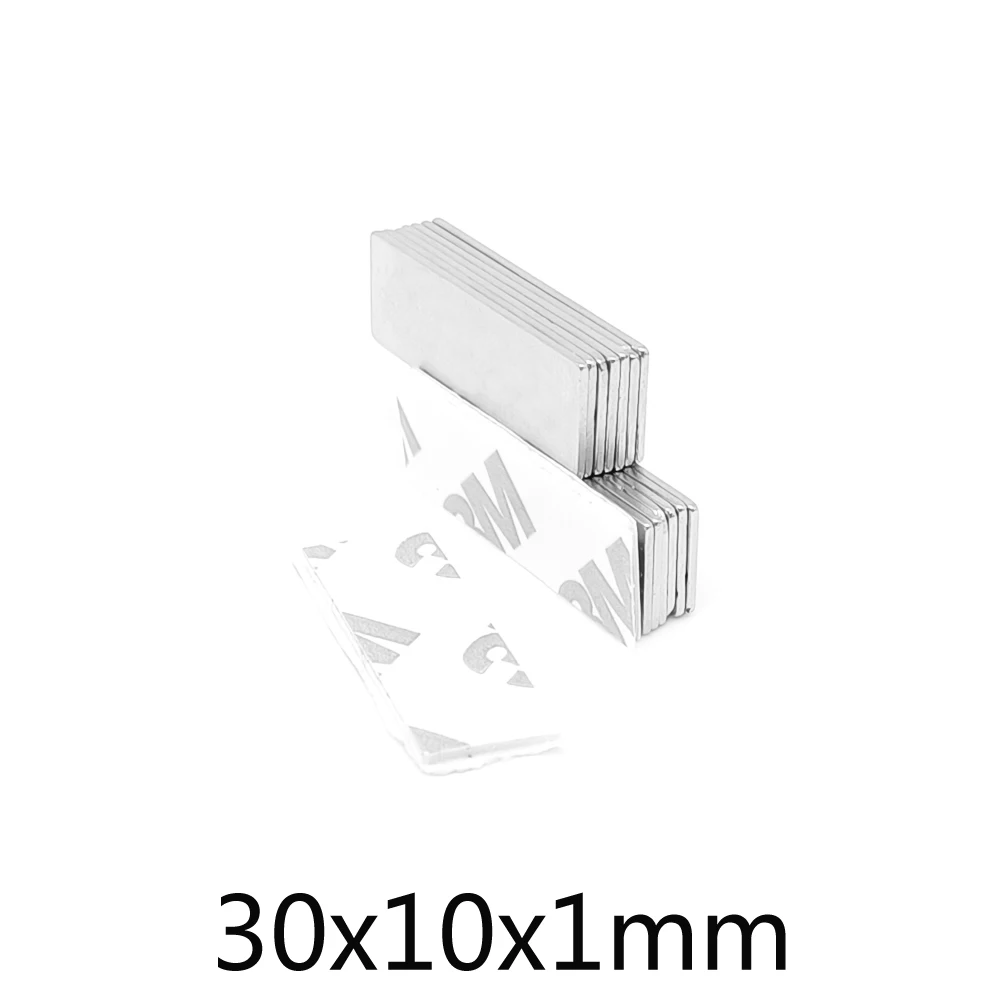 

5/10/20/50/100/200 шт. 30x10x1 мм блок сильных магнитов 30x10x1 лист постоянный неодимовый магнит с 3 м самоклеящимся 30*10*1