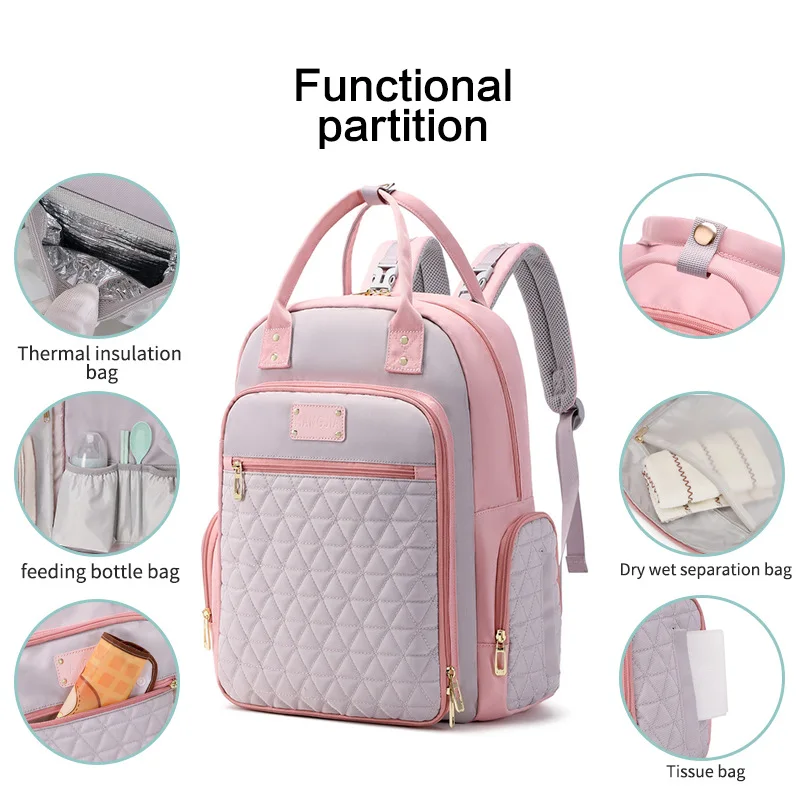 Fashion Mommy Bag Baby Diaper Bag Backpack Large Capacity Outdoor Travel Convenient Waterproof Bag Pregnant Mother Nursing Bags