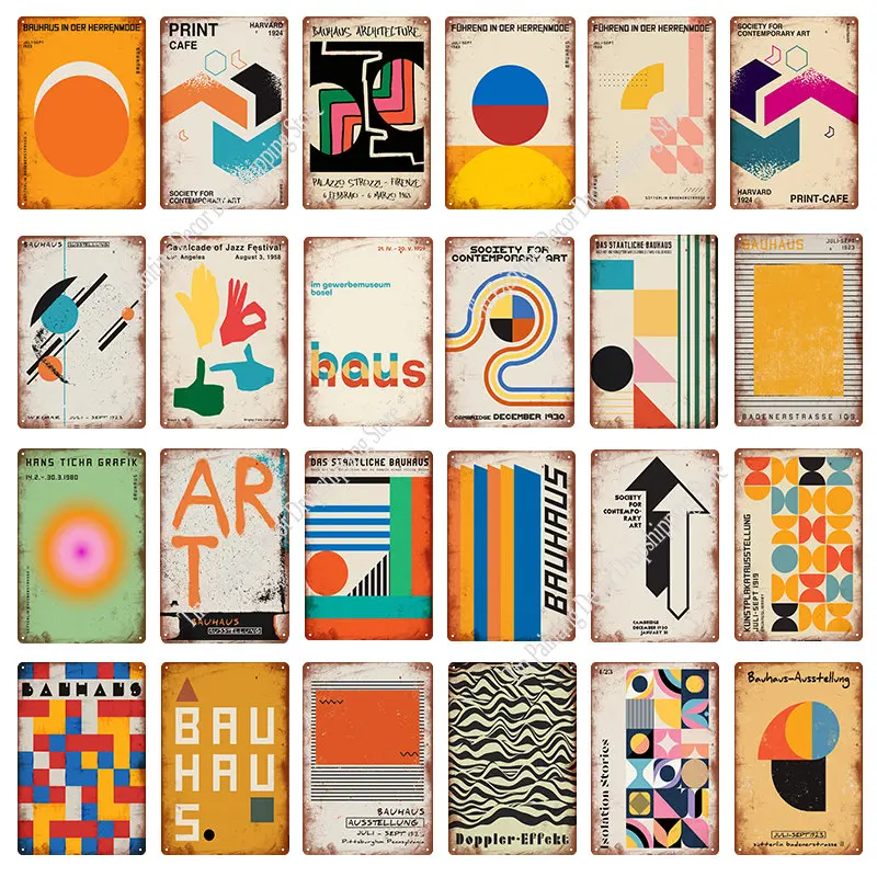 

Vintage Manuel Garcia Bauhaus Bauhaus 11 Poster Tin Sign Plaques TeamPainting Art Poster for Living Room Wall Decoration