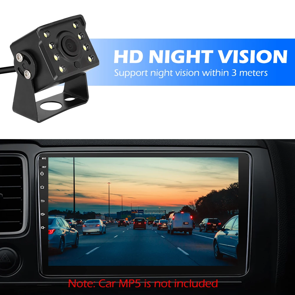 

Автомобильная парковочная камера заднего вида, 8 светодиодный, ночное видение, широкий угол обзора, камера заднего вида IP67, водонепроницаем...