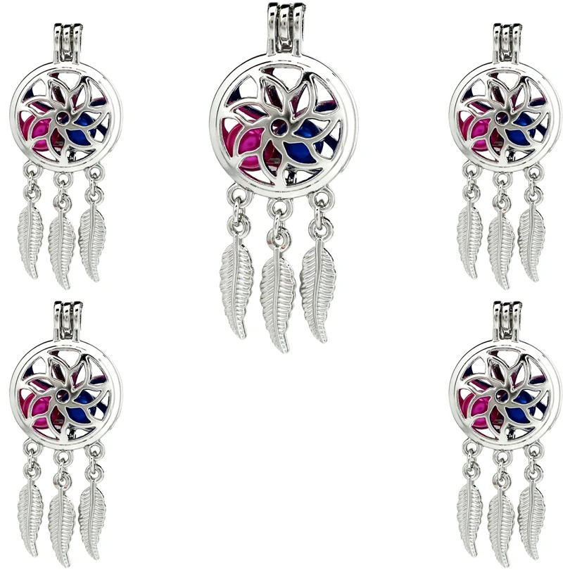 

10PCS Plain Windmills Dreamcatcher Pearl Cage Locket Aromatherapy Diffuser Charms Pendant Necklace Keychain DIY Jewelry Making