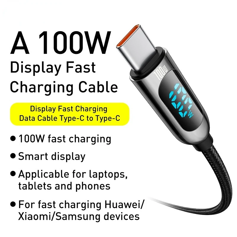 

Кабель зарядный PD USB Type-C, 100/66 Вт, для MacBook
