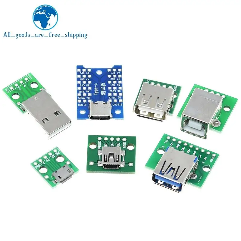 USB штекерный разъем/мини Micro адаптер DIP гнездовой разъем 2.54 5 шт