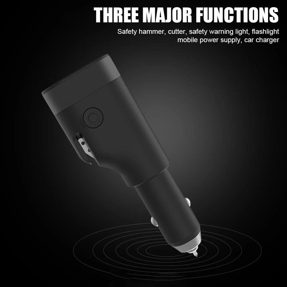6 in 1 car charger adapter fast charging with led flashlight emergency window breaker belt cutter multi function phone charger free global shipping