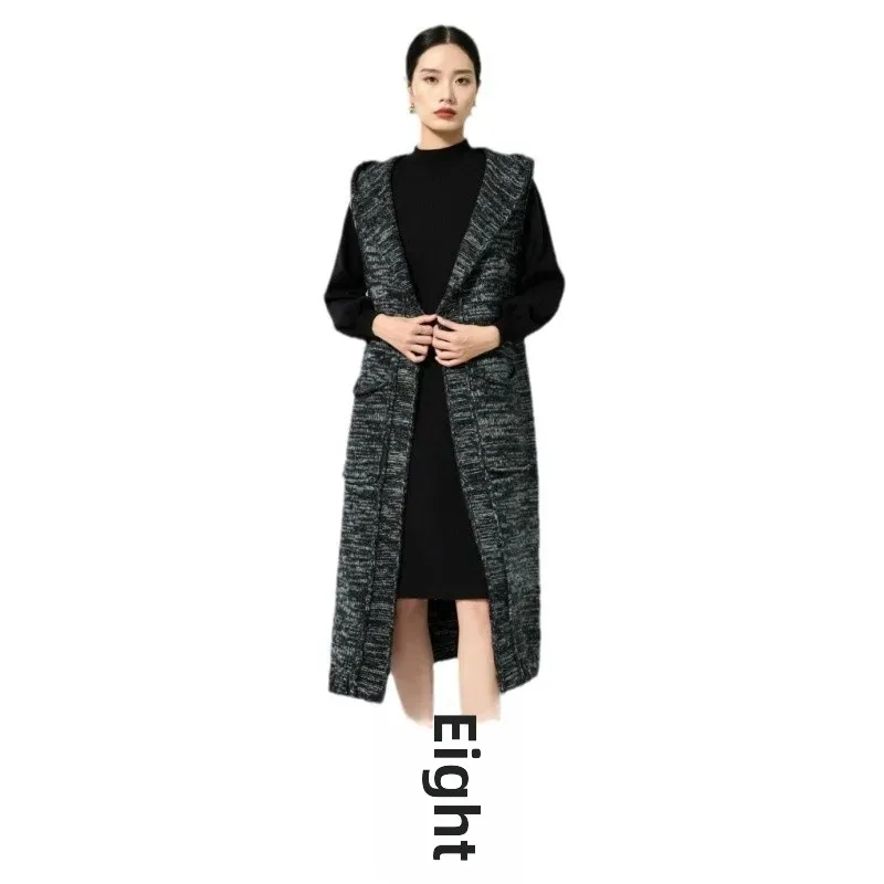 Осень/зима 2023 новый элегантный вязаный топ женский свитер с капюшоном свободный