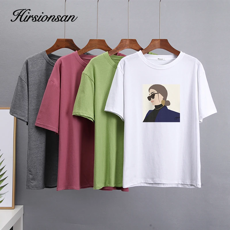 Футболка Hirsionsan женская с принтом персонажа Элегантный Повседневный хлопковый