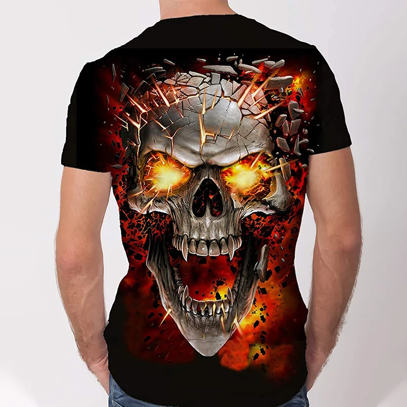 new mens skull t shirt brand punk style black skull 3d tees male top hip hop print skull punisher oversize short sleeves hot free global shipping