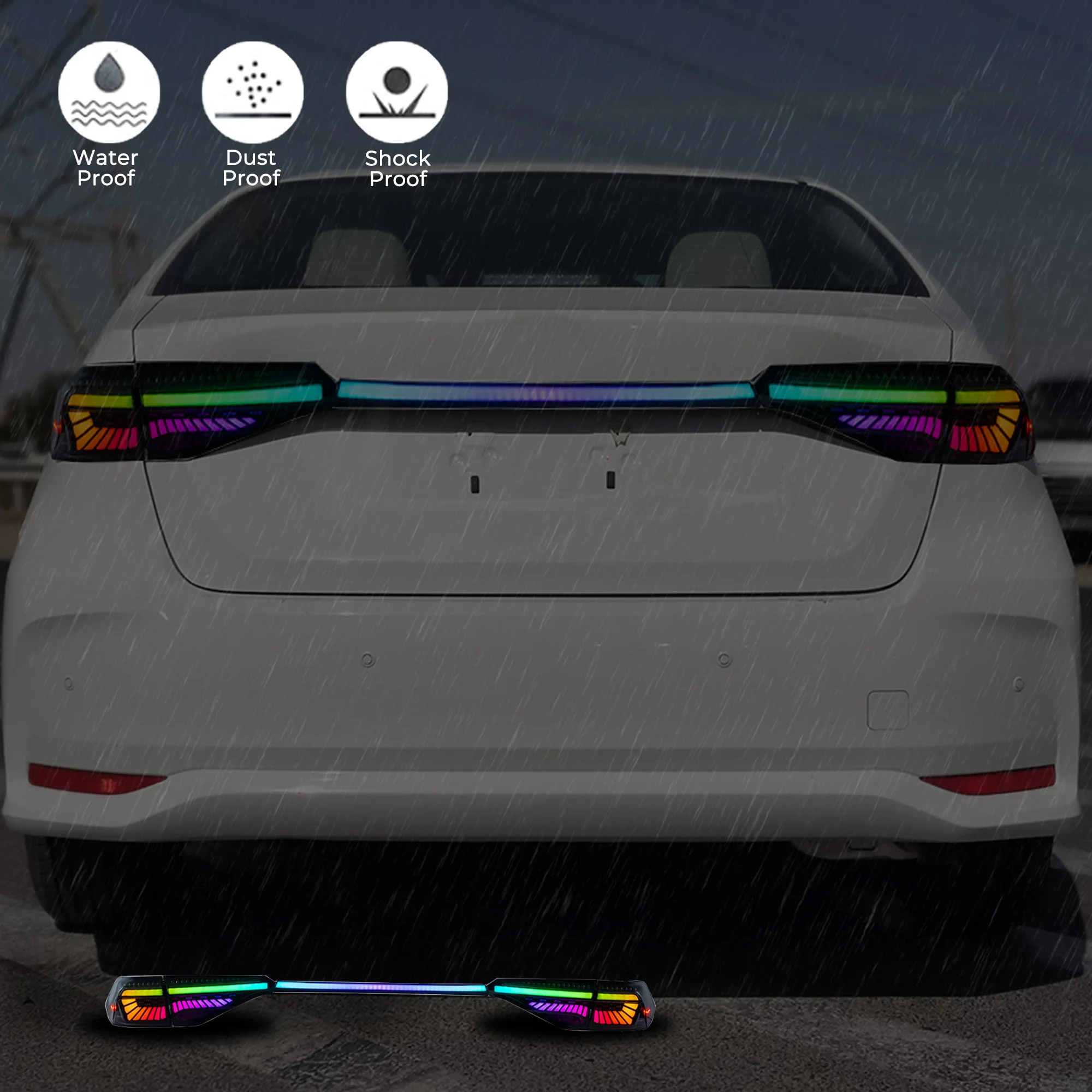 Фото Светодиодные задние фонари для TOYOTA COROLLA 2020-2023, 1 комплект RGB, динамические задние фонари, светодиодная лента для задних фонарей. №5