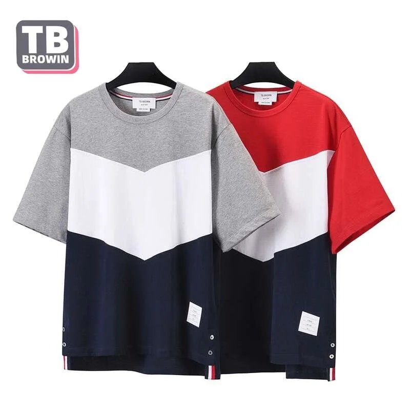 

Футболка TB BROWIN мужская с круглым вырезом, брендовая хлопковая рубашка с короткими рукавами, поглощение пота, в Корейском стиле, для отдыха