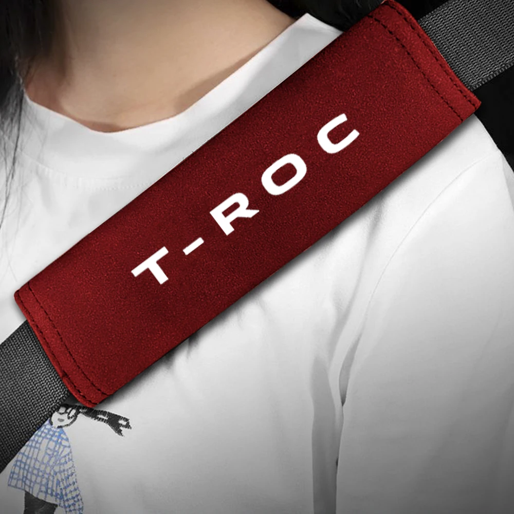 

2pcs For Volkswagen VW TROC T-ROC T ROC 2021 2020 2019 2018 Rline R Line Car Badge Seat Belt Shoulder Protection Cushion 2pcs F