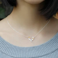 hot sale silver color necklace flower deer pendant necklace animal necklace christmas fashion jewelry gift wholesale