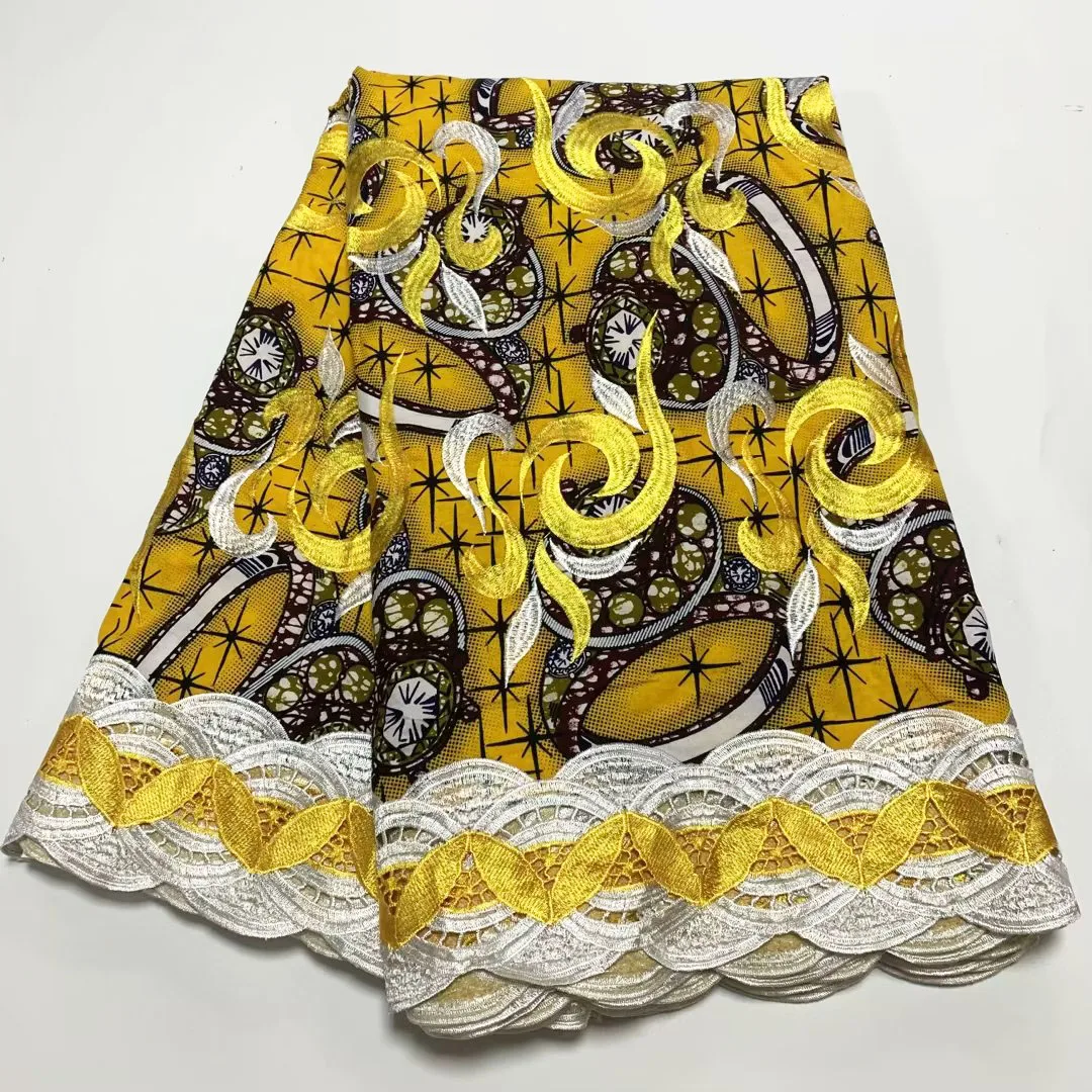 

Африканская восковая кружевная ткань для нигерийской свадьбы, французский шнур, Высококачественная вуаль, новейшая восковая кружевная ткань Ankara, 2023 г.