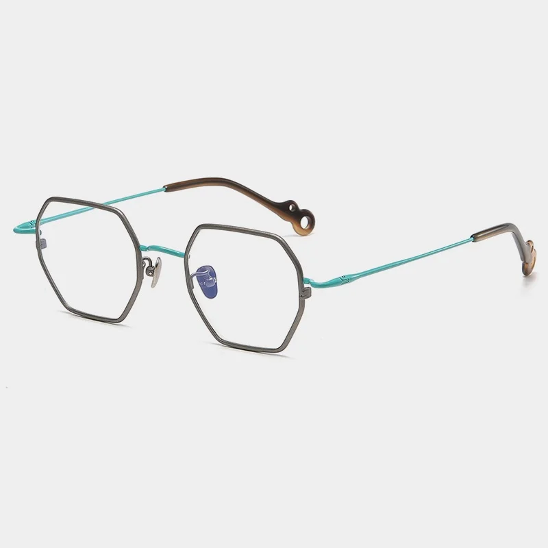 Ретро оправа для очков из чистого титана модная многоугольная мужчин и женщин