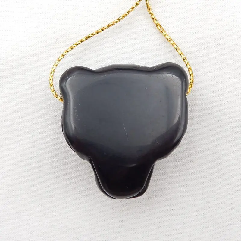 Натуральный камень Обсидиан Резной Медведь голова кулон бисер 35x34x17 мм 22 г