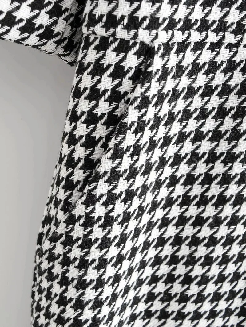 Plaid Wide Leg Knitted Jumpsuit Women's Winter Chic Zipper 3/4 Sleeve Pocket Jumpsuit Workwear Plaid 2023 New Fashion