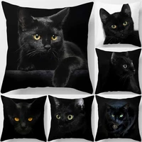 black cat printed square pillowcase home furnishing car sofa cushion cover 4545 cm