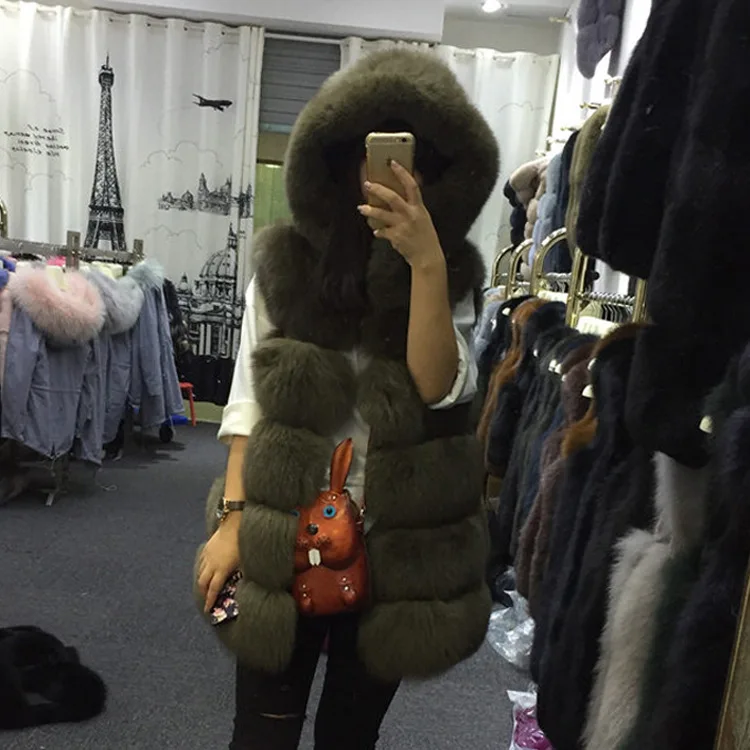 2023 Fashion Autumn/Winter Fur Medium Long Coat Very Big Hat, Vest, Fur Coat