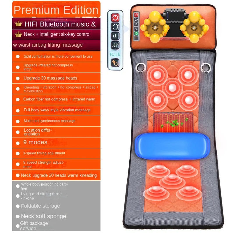 

Electric Massage Mattress With Bluetooth Music Airbag Vibrating Kneading Mat For Neck Waist Back Body Pain Relief Relaxation