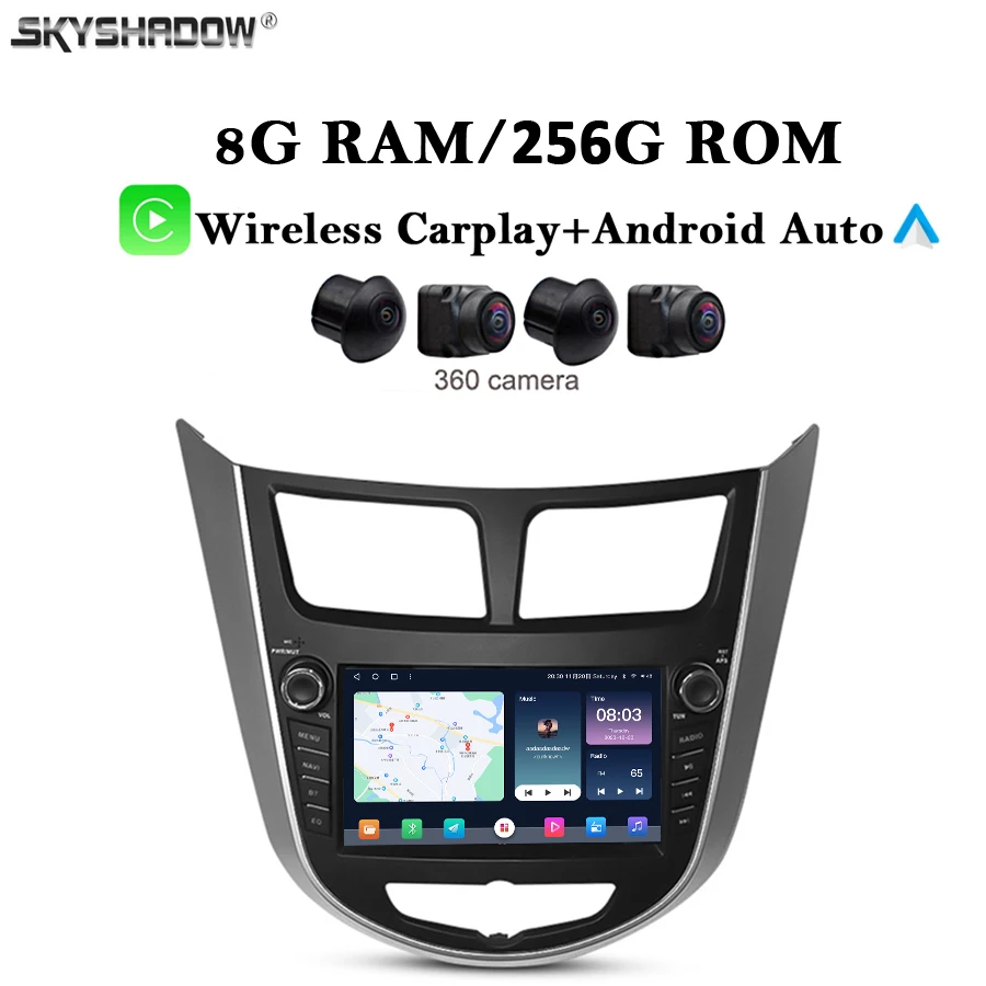 Carplay Auto Android 14.0 8G + 256G Автомобильный мультимедийный DVD-плеер GPS WIFI Bluetooth Радио для