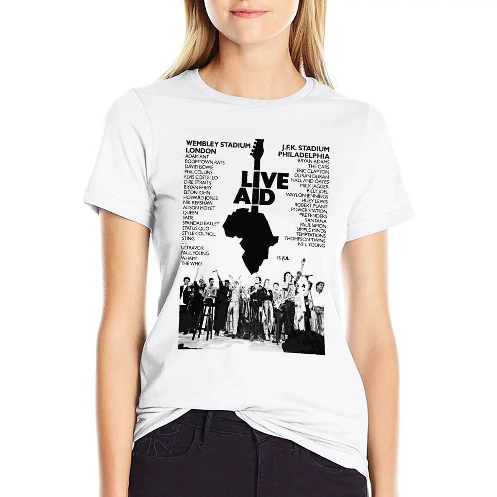 

Live Aid Queen Freddie Mercury богемная женская одежда Rhapsody Bowie Винтажная Футболка большого размера Харадзюку женские Топы Футболка