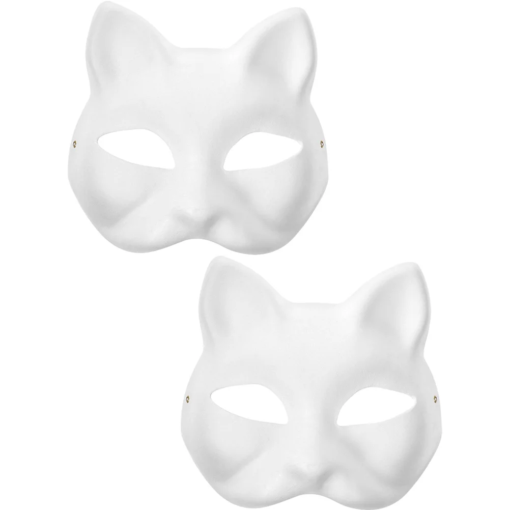 

5/4/3/2pcs Masquerade Paper Masquerade Ball Mask White Halloween Cosplay Cat Diy For Face Paintable Couple Half Animal Masks#j