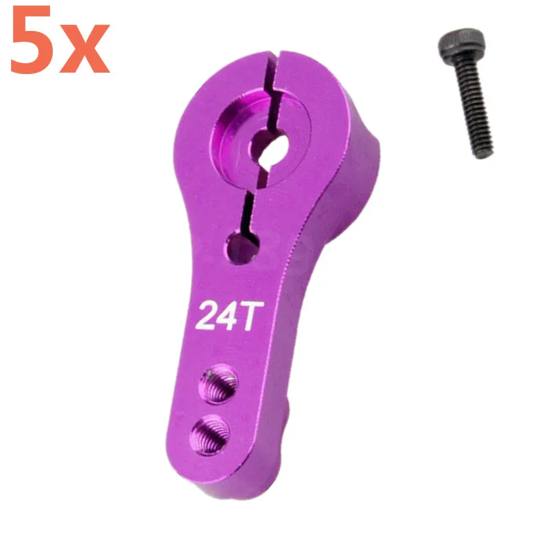 

5Pcs Aluminum Alloy Servo Motor Arms 24T For 1/8 1/10 Scale Models RC Car Remote Control Car Baja HSP HITOMO HPI