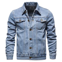 new 2022 cotton denim jacket men casual solid color lapel single breasted jeans jacket men autumn slim fit quality mens jackets