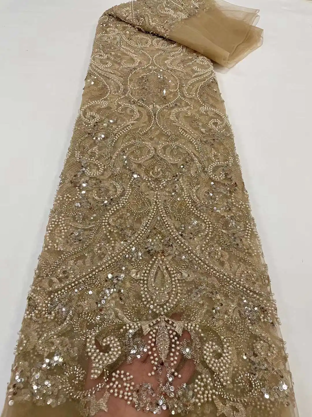 

Высококачественные жемчужины с серебряной нитью, украшенные французским тюлем, кружево/бусины, стандартные для вечерних платьев, свадебных торжеств