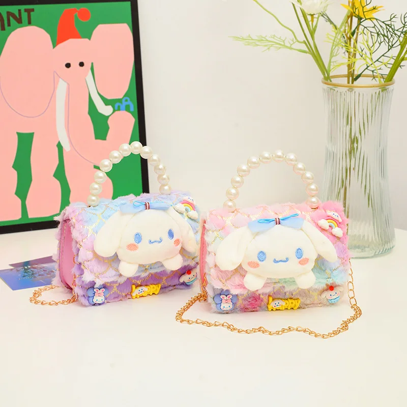 

Kawaii Sanrio Anime My Melody Cinnamoroll Cute Plush Shoulder Bag Children Handbag Colorful Fashion Bag Creative Accessories