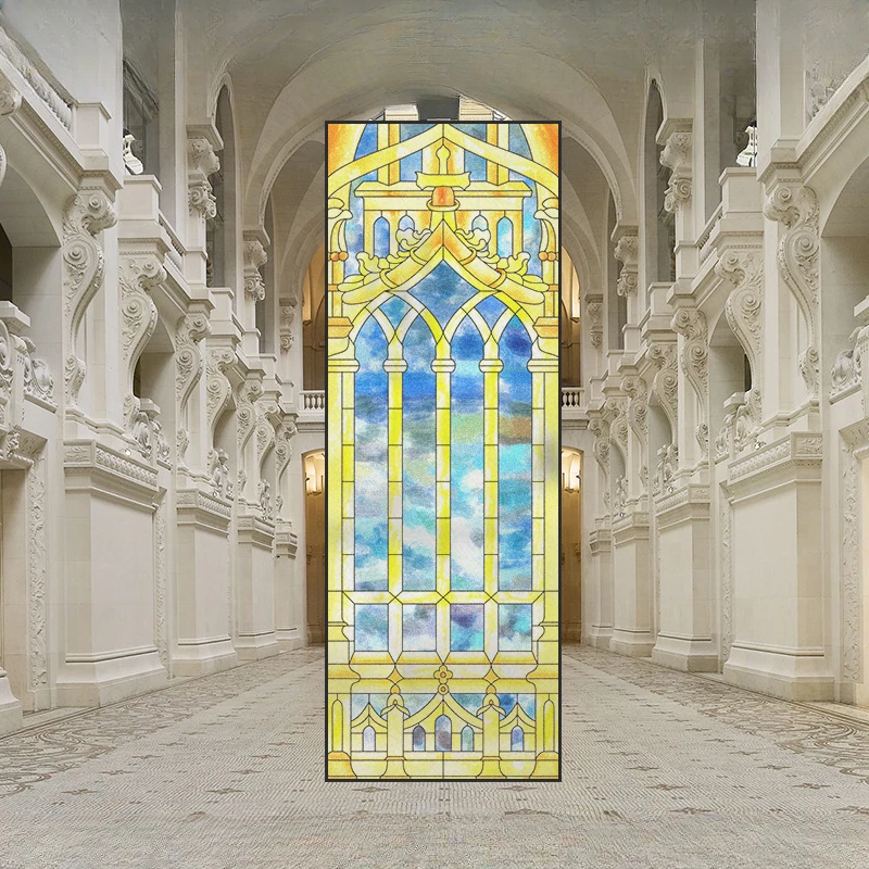 Красочная стеклянная пленка с узором в европейском стиле ретро защита от