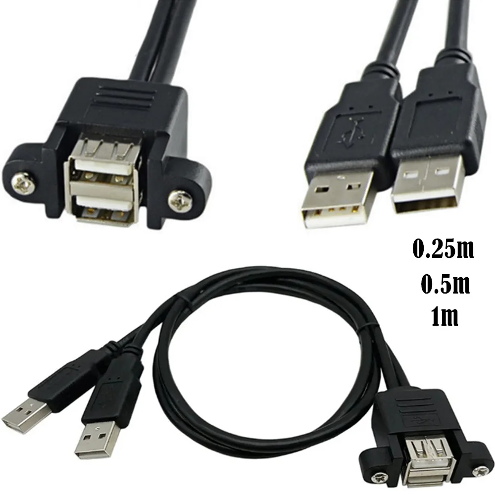 5 см/50 см/100 см двойной USB 2,0 A женский панельный кронштейн для 2 USB A мужской удлинитель